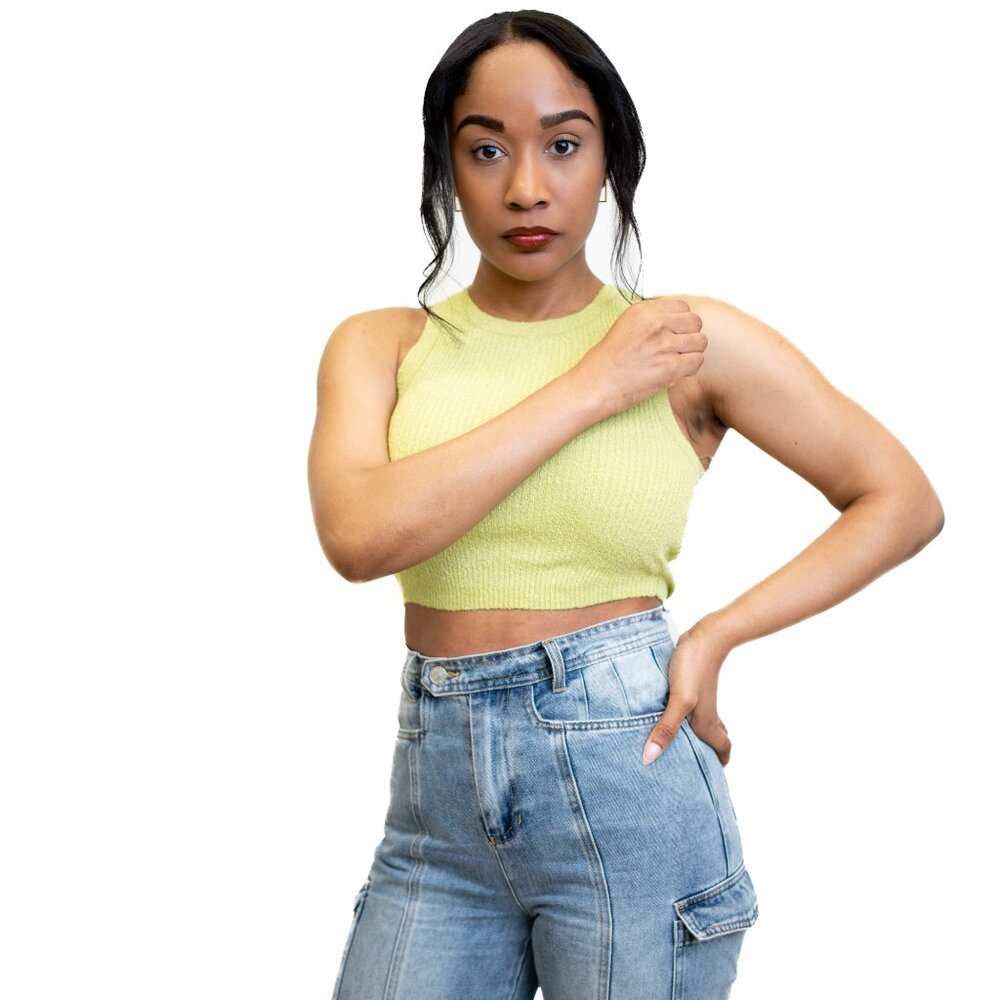 Round Neck Knit Tank Crop Top